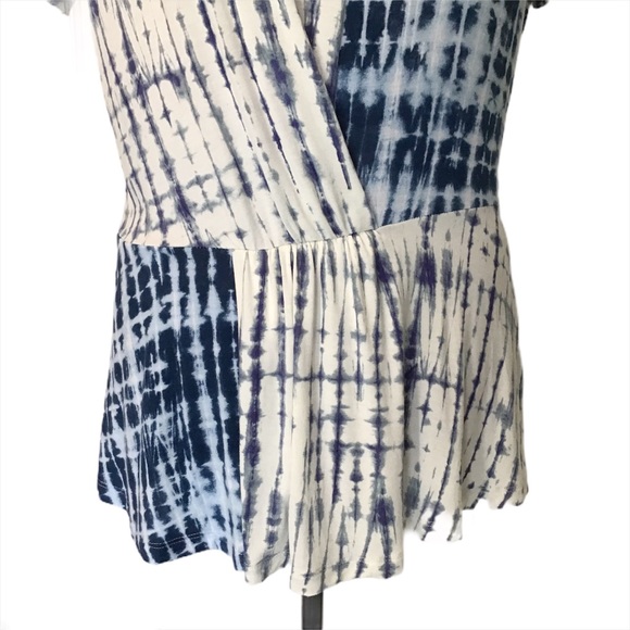 DKNY White and Blue Patterned Colour Blocked Top M - Picture 5 of 14